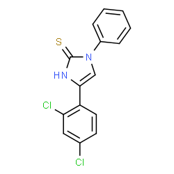 ChemSpider 2D Image | 4-(2,4-Dichloro-phenyl)-1-phenyl-1H-imidazole-2-thiol | C15H10Cl2N2S