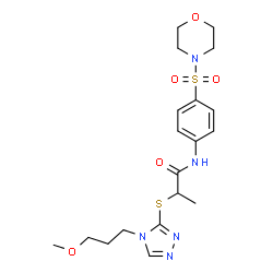 ChemSpider 2D Image | 2-{[4-(3-Methoxypropyl)-4H-1,2,4-triazol-3-yl]sulfanyl}-N-[4-(4-morpholinylsulfonyl)phenyl]propanamide | C19H27N5O5S2