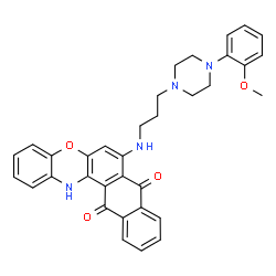 ChemSpider 2D Image | 7-({3-[4-(2-Methoxyphenyl)-1-piperazinyl]propyl}amino)-8H-naphtho[2,3-a]phenoxazine-8,13(14H)-dione | C34H32N4O4