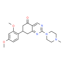 ChemSpider 2D Image | 7-(2,4-Dimethoxyphenyl)-2-(4-methyl-1-piperazinyl)-7,8-dihydro-5(6H)-quinazolinone | C21H26N4O3