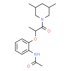 ChemSpider 2D Image | N-(2-{[1-(3,5-Dimethyl-1-piperidinyl)-1-oxo-2-propanyl]oxy}phenyl)acetamide | C18H26N2O3