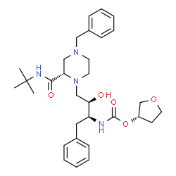 ChemSpider 2D Image | (3S)-tetrahydrofuran-3-yl {(2S,3R)-4-[(2S)-4-benzyl-2-(tert-butylcarbamoyl)piperazin-1-yl]-3-hydroxy-1-phenylbutan-2-yl}carbamate | C31H44N4O5