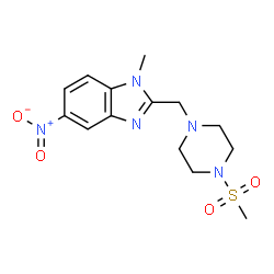 ChemSpider 2D Image | 1-Methyl-2-{[4-(methylsulfonyl)-1-piperazinyl]methyl}-5-nitro-1H-benzimidazole | C14H19N5O4S