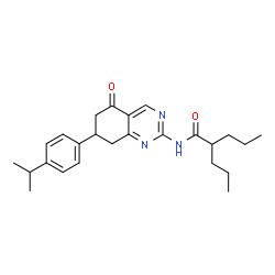 ChemSpider 2D Image | N-[7-(4-Isopropylphenyl)-5-oxo-5,6,7,8-tetrahydro-2-quinazolinyl]-2-propylpentanamide | C25H33N3O2