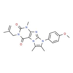 ChemSpider 2D Image | 8-(4-Methoxyphenyl)-1,6,7-trimethyl-3-(2-methyl-2-propen-1-yl)-1H-imidazo[2,1-f]purine-2,4(3H,8H)-dione | C21H23N5O3