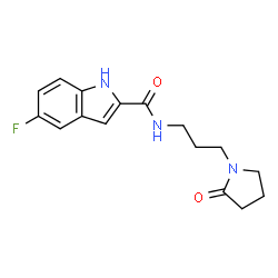 ChemSpider 2D Image | 5-Fluoro-N-[3-(2-oxo-1-pyrrolidinyl)propyl]-1H-indole-2-carboxamide | C16H18FN3O2