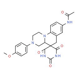 ChemSpider 2D Image | acetamide, N-[2,3,4,4a-tetrahydro-2',6'-dihydroxy-3-(4-methoxyphenyl)-4'-oxospiro[1H-pyrazino[1,2-a]quinoline-5(6H),5'(4'H)-pyrimidin]-8-yl]- | C24H25N5O5