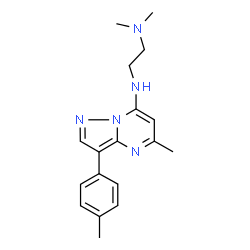 ChemSpider 2D Image | N,N-Dimethyl-N'-[5-methyl-3-(4-methylphenyl)pyrazolo[1,5-a]pyrimidin-7-yl]-1,2-ethanediamine | C18H23N5