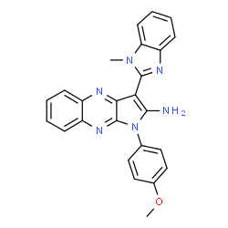 ChemSpider 2D Image | 1-(4-Methoxyphenyl)-3-(1-methyl-1H-benzimidazol-2-yl)-1H-pyrrolo[2,3-b]quinoxalin-2-amine | C25H20N6O