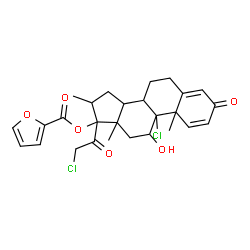 ChemSpider 2D Image | 9,21-Dichloro-11-hydroxy-16-methyl-3,20-dioxopregna-1,4-dien-17-yl 2-furoate | C27H30Cl2O6
