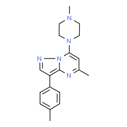ChemSpider 2D Image | 5-Methyl-3-(4-methylphenyl)-7-(4-methyl-1-piperazinyl)pyrazolo[1,5-a]pyrimidine | C19H23N5