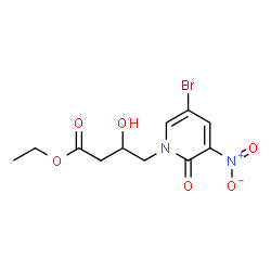 ChemSpider 2D Image | Ethyl 4-(5-bromo-3-nitro-2-oxo-1(2H)-pyridinyl)-3-hydroxybutanoate | C11H13BrN2O6