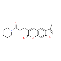 ChemSpider 2D Image | 2,3,5-Trimethyl-6-[3-oxo-3-(1-piperidinyl)propyl]-7H-furo[3,2-g]chromen-7-one | C22H25NO4