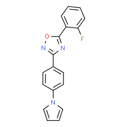 ChemSpider 2D Image | [1,2,4]Oxadiazole, 5-(2-fluorophenyl)-3-(4-pyrrol-1-ylphenyl)- | C18H12FN3O