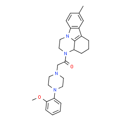 ChemSpider 2D Image | 2-[4-(2-Methoxyphenyl)-1-piperazinyl]-1-(8-methyl-1,2,3a,4,5,6-hexahydro-3H-pyrazino[3,2,1-jk]carbazol-3-yl)ethanone | C28H34N4O2