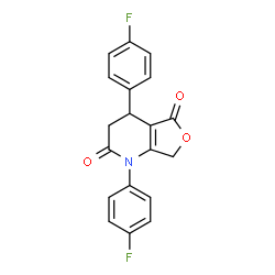 ChemSpider 2D Image | 1,4-Bis(4-fluorophenyl)-4,7-dihydrofuro[3,4-b]pyridine-2,5(1H,3H)-dione | C19H13F2NO3