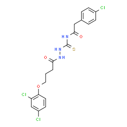 ChemSpider 2D Image | 2-(4-Chlorophenyl)-N-({2-[4-(2,4-dichlorophenoxy)butanoyl]hydrazino}carbonothioyl)acetamide | C19H18Cl3N3O3S