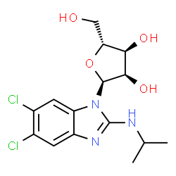 ChemSpider 2D Image | 5,6-Dichloro-N-isopropyl-1-(alpha-D-ribofuranosyl)-1H-benzimidazol-2-amine | C15H19Cl2N3O4