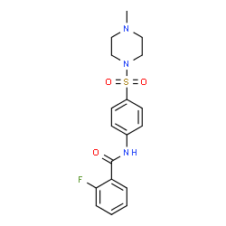 ChemSpider 2D Image | 2-Fluoro-N-{4-[(4-methyl-1-piperazinyl)sulfonyl]phenyl}benzamide | C18H20FN3O3S