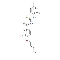 ChemSpider 2D Image | 3-Bromo-N-[(2,4-dimethylphenyl)carbamothioyl]-4-(hexyloxy)benzamide | C22H27BrN2O2S