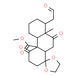 ChemSpider 2D Image | Methyl 8a'-methyl-4',9'-dioxo-8'-(2-oxoethyl)decahydro-2'H-spiro[1,3-dioxolane-2,1'-phenanthrene]-4a'(4b'H)-carboxylate | C21H28O7