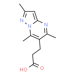 ChemSpider 2D Image | 2,5,7-Trimethylpyrazolo[1,5-a]pyrimidine-6-propanoic acid | C12H15N3O2