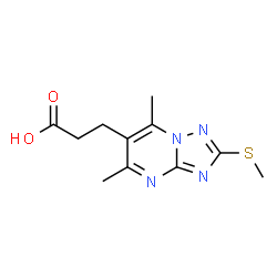 ChemSpider 2D Image | 3-[5,7-dimethyl-2-(methylthio)[1,2,4]triazolo[1,5-a]pyrimidin-6-yl]propanoic acid | C11H14N4O2S