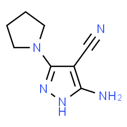 ChemSpider 2D Image | 5-amino-3-pyrrolidin-1-yl-1H-pyrazole-4-carbonitrile | C8H11N5