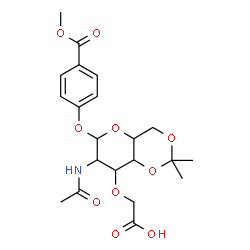 ChemSpider 2D Image | 4-(Methoxycarbonyl)phenyl 2-acetamido-3-O-(carboxymethyl)-2-deoxy-4,6-O-isopropylidenehexopyranoside | C21H27NO10