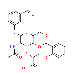 ChemSpider 2D Image | 3-Acetylphenyl 2-acetamido-3-O-(1-carboxyethyl)-2-deoxy-4,6-O-(2-methoxybenzylidene)hexopyranoside | C27H31NO10