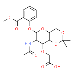 ChemSpider 2D Image | 2-(Methoxycarbonyl)phenyl 2-acetamido-3-O-(carboxymethyl)-2-deoxy-4,6-O-isopropylidenehexopyranoside | C21H27NO10