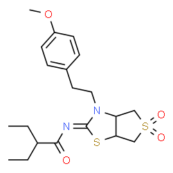 ChemSpider 2D Image | 2-Ethyl-N-[(2Z)-3-[2-(4-methoxyphenyl)ethyl]-5,5-dioxidotetrahydrothieno[3,4-d][1,3]thiazol-2(3H)-ylidene]butanamide | C20H28N2O4S2