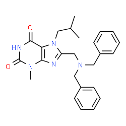 ChemSpider 2D Image | 8-[(Dibenzylamino)methyl]-7-isobutyl-3-methyl-3,7-dihydro-1H-purine-2,6-dione | C25H29N5O2