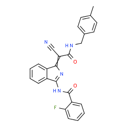 ChemSpider 2D Image | N-(1-{1-Cyano-2-[(4-methylbenzyl)amino]-2-oxoethylidene}-1H-isoindol-3-yl)-2-fluorobenzamide | C26H19FN4O2