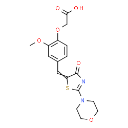 ChemSpider 2D Image | (2-Methoxy-4-{[2-(4-morpholinyl)-4-oxo-1,3-thiazol-5(4H)-ylidene]methyl}phenoxy)acetic acid | C17H18N2O6S