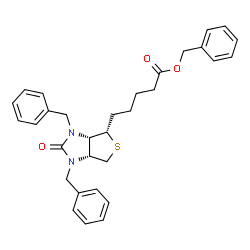 ChemSpider 2D Image | Benzyl 5-[(3aS,4S,6aR)-1,3-dibenzyl-2-oxohexahydro-1H-thieno[3,4-d]imidazol-4-yl]pentanoate | C31H34N2O3S