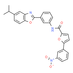 ChemSpider 2D Image | N-[3-(5-Isopropyl-1,3-benzoxazol-2-yl)phenyl]-5-(3-nitrophenyl)-2-furamide | C27H21N3O5