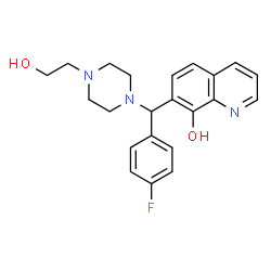 ChemSpider 2D Image | 7-{(4-Fluorophenyl)[4-(2-hydroxyethyl)-1-piperazinyl]methyl}-8-quinolinol | C22H24FN3O2