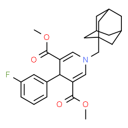 ChemSpider 2D Image | Dimethyl 1-(adamantan-1-ylmethyl)-4-(3-fluorophenyl)-1,4-dihydro-3,5-pyridinedicarboxylate | C26H30FNO4