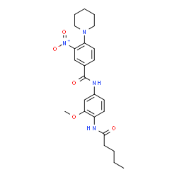 ChemSpider 2D Image | N-[3-Methoxy-4-(pentanoylamino)phenyl]-3-nitro-4-(1-piperidinyl)benzamide | C24H30N4O5