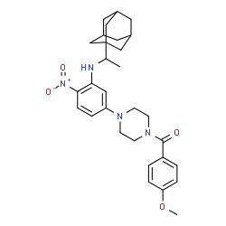 ChemSpider 2D Image | [4-(3-{[1-(Adamantan-1-yl)ethyl]amino}-4-nitrophenyl)-1-piperazinyl](4-methoxyphenyl)methanone | C30H38N4O4