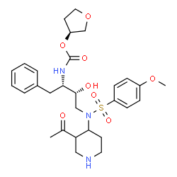 ChemSpider 2D Image | (3S)-Tetrahydro-3-furanyl [(2S,3R)-4-{(3-acetyl-4-piperidinyl)[(4-methoxyphenyl)sulfonyl]amino}-3-hydroxy-1-phenyl-2-butanyl]carbamate | C29H39N3O8S
