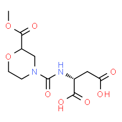ChemSpider 2D Image | N-{[2-(Methoxycarbonyl)-4-morpholinyl]carbonyl}-D-aspartic acid | C11H16N2O8