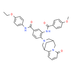 ChemSpider 2D Image | N-(4-Ethoxyphenyl)-3-[(4-methoxybenzoyl)amino]-4-(6-oxo-7,11-diazatricyclo[7.3.1.0~2,7~]trideca-2,4-dien-11-yl)benzamide | C34H34N4O5