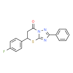 ChemSpider 2D Image | 5-(4-Fluorophenyl)-2-phenyl-5,6-dihydro-7H-[1,2,4]triazolo[5,1-b][1,3]thiazin-7-one | C17H12FN3OS
