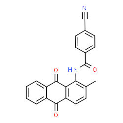 ChemSpider 2D Image | 4-Cyano-N-(2-methyl-9,10-dioxo-9,10-dihydro-1-anthracenyl)benzamide | C23H14N2O3