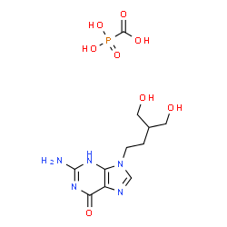 ChemSpider 2D Image | Dihydroxyphosphinecarboxylic acid oxide - 2-amino-9-[4-hydroxy-3-(hydroxymethyl)butyl]-3,9-dihydro-6H-purin-6-one (1:1) | C11H18N5O8P