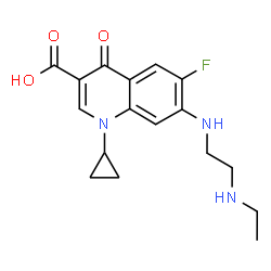 ChemSpider 2D Image | 1-Cyclopropyl-7-{[2-(ethylamino)ethyl]amino}-6-fluoro-4-oxo-1,4-dihydro-3-quinolinecarboxylic acid | C17H20FN3O3