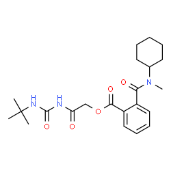 ChemSpider 2D Image | 2-{[(2-Methyl-2-propanyl)carbamoyl]amino}-2-oxoethyl 2-[cyclohexyl(methyl)carbamoyl]benzoate | C22H31N3O5