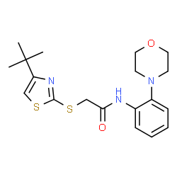 ChemSpider 2D Image | 2-{[4-(2-Methyl-2-propanyl)-1,3-thiazol-2-yl]sulfanyl}-N-[2-(4-morpholinyl)phenyl]acetamide | C19H25N3O2S2